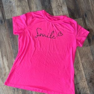 Pink T-Shirt with Smile Graphic